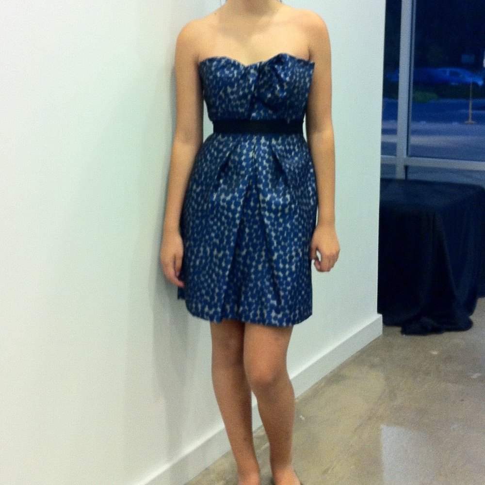 Royal Blue Strapless Bustier Party Dress sz 0 BCBG
